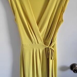 H&M Lemon Yellow Wrap-Style Midi Dress